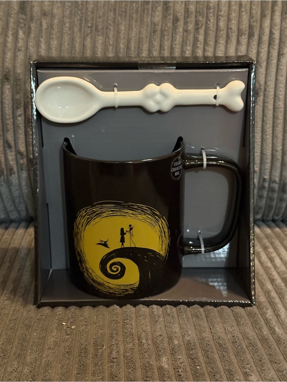 Rae Dunn x Nightmare Before Christmas Color-changing Mug w/ Spoon: Jack & Sally